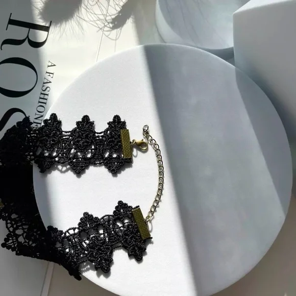 New Vintage Choker Necklace Black Sapphire Gothic in box - Picture 7 of 9